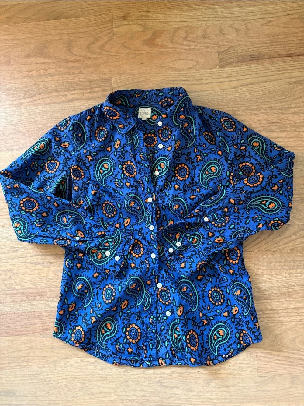 J.Crew Perfect Shirt Blue Paisley Button Down S